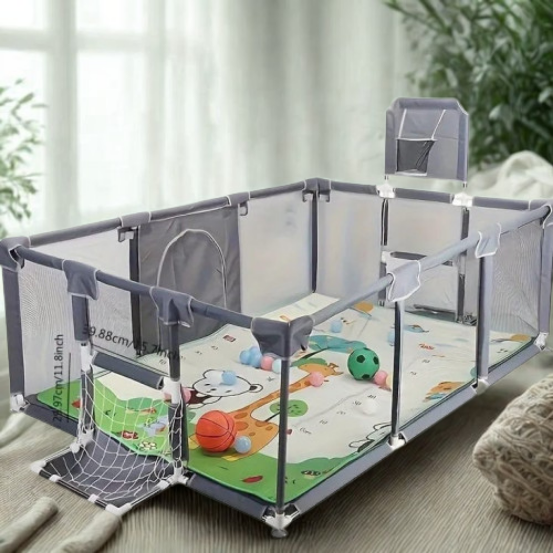 CORRAL DE JUEGOS PARA BEBES Y NIÑOS GRIS