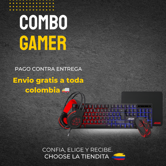 COMBO GAMER RGB ( TECLADO, MOUSE, DIADEMA Y MOUSE PAD) CP-01